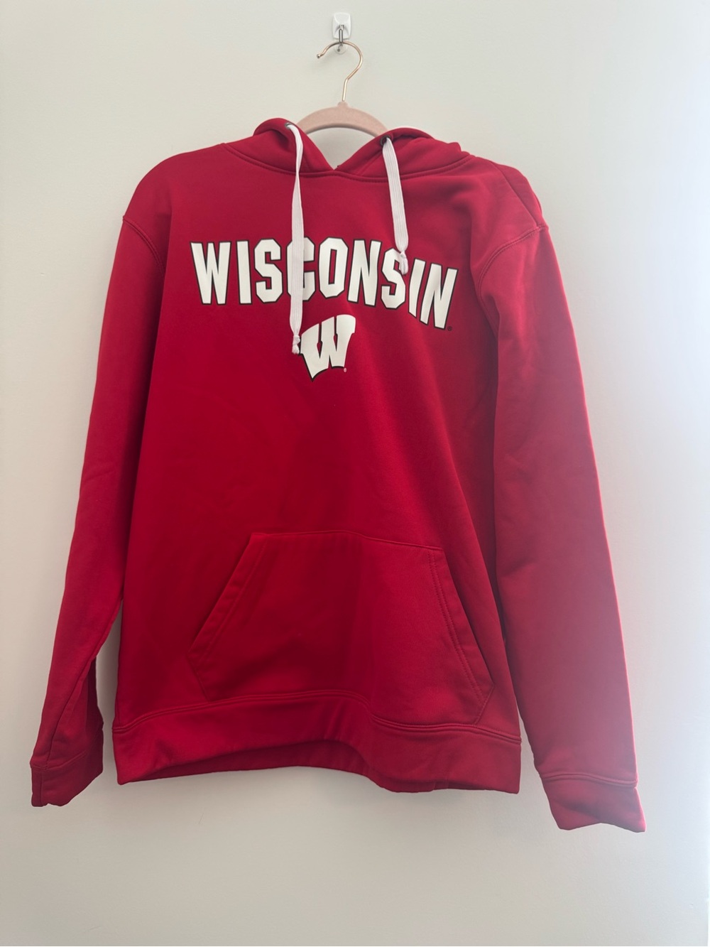 Men’s Colosseum Wisconsin Red Hoodie with White Lettering